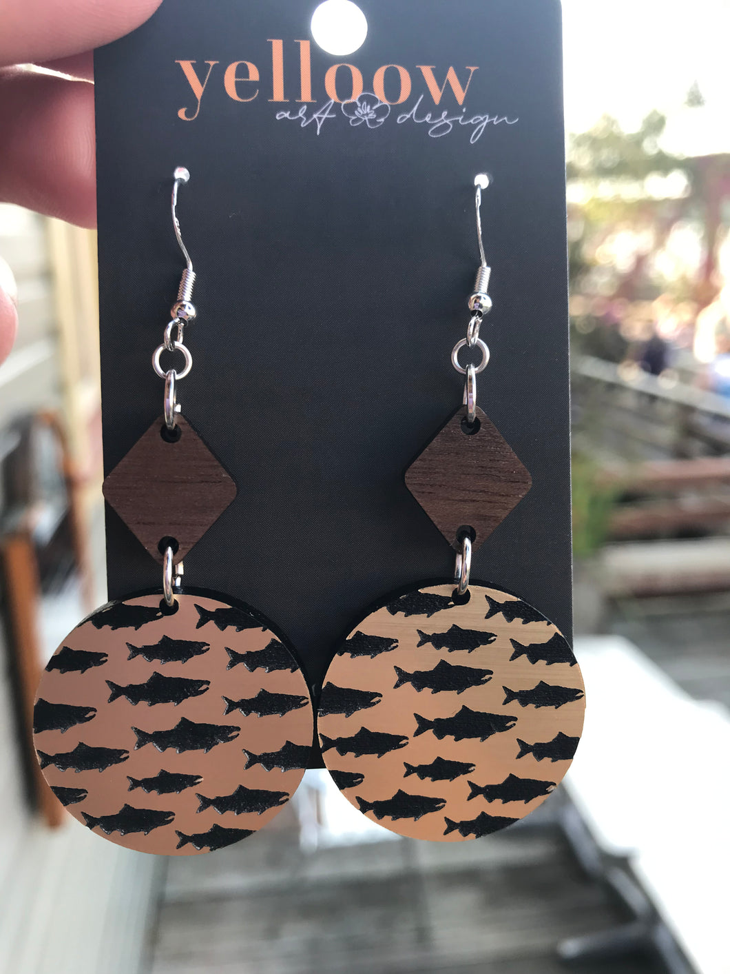 Yelloow Art Earrings- Gold Sockeye
