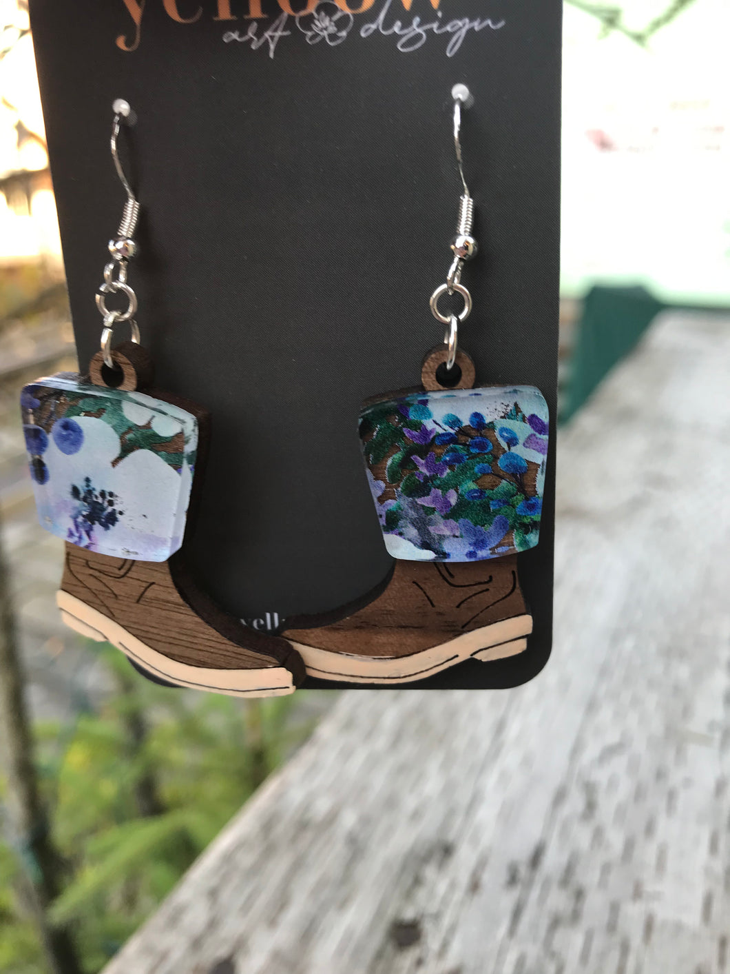 Yelloow Art Earrings- Blueberry Tuffs