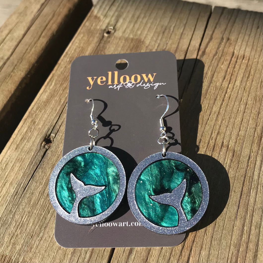 Yelloow Art Earrings- Aurora Whale Tail