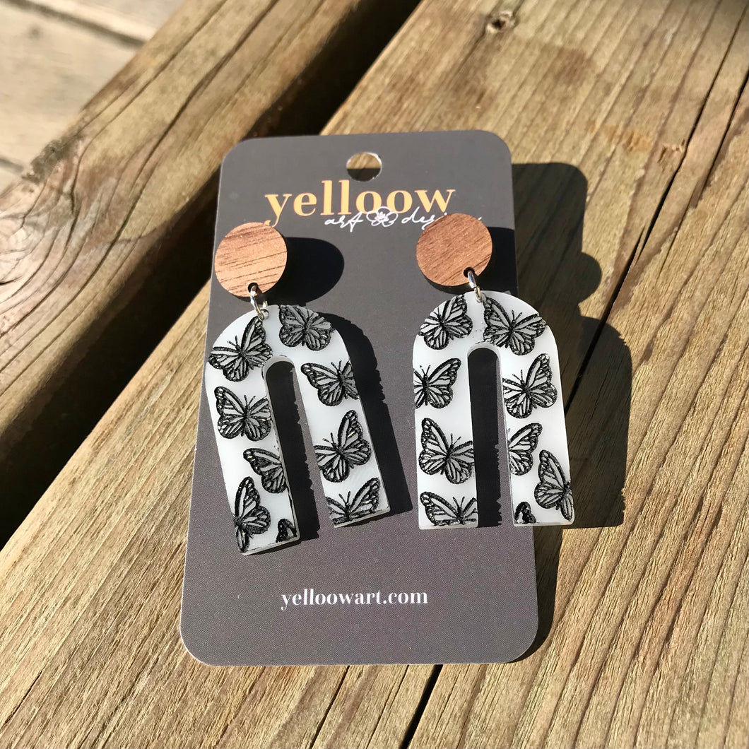 Yelloow Art Earrings- Butterfly Arches