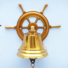 Nautical Home Goods- Hanging Ship Wheel & Bell