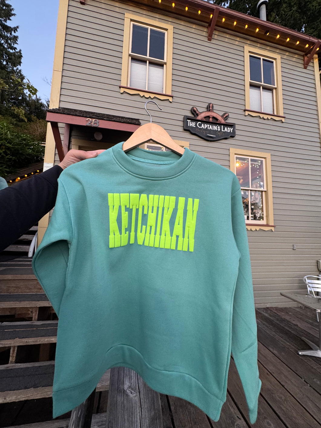 Ketchikan Teal and Yellow Crew Necks - Sugar Stitch