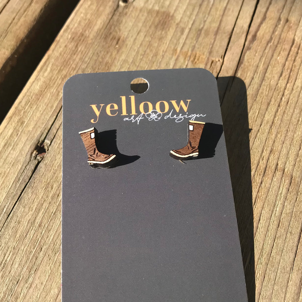 Yelloow Art Earrings- Tuff Studs