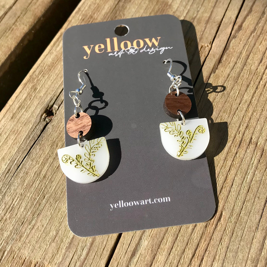Yelloow Art Earrings- Mini Fiddleheads