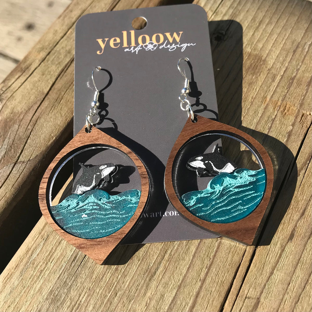 Yelloow Art Earrings- Humpback Hoops