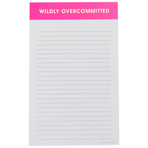 Wildly Overcommitted Lined Notepad - Bright Pink with Gold Foil