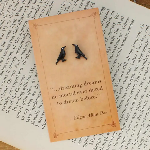 Literary Quote Raven Earrings