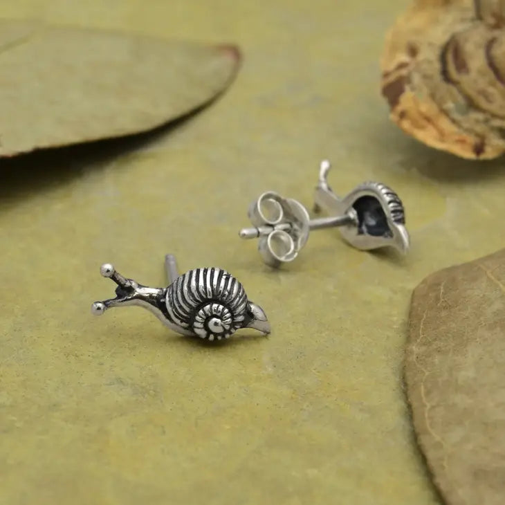 Sterling Silver Snail Stud Earrings