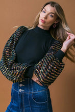 Black Sweater Sequin Top
