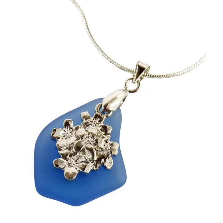 Forget Me Not Charm - Seaglass Necklace