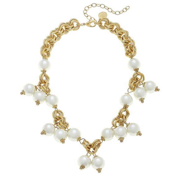 Handcast Gold with Glass Pearl Necklace