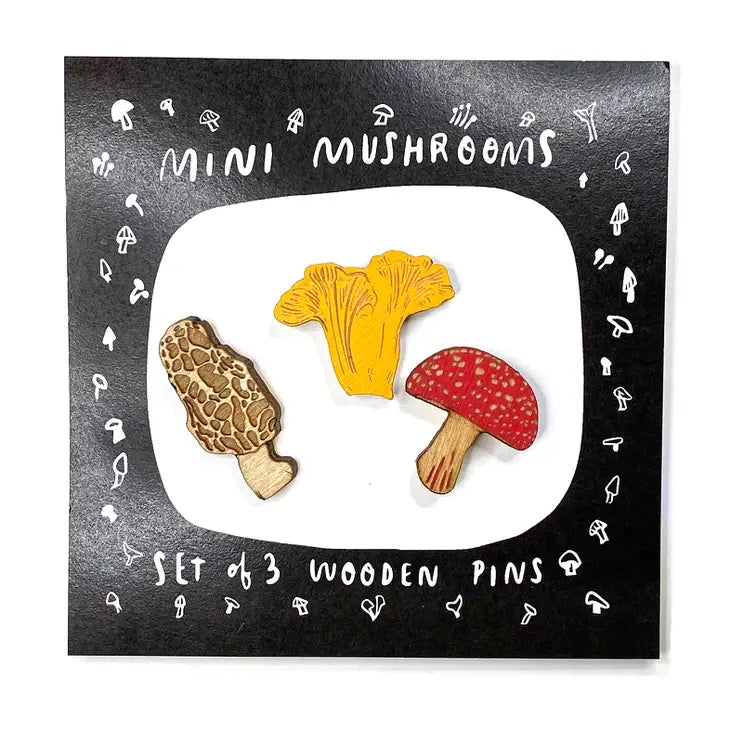 Mini Mushrooms - 3 Wooden Pins