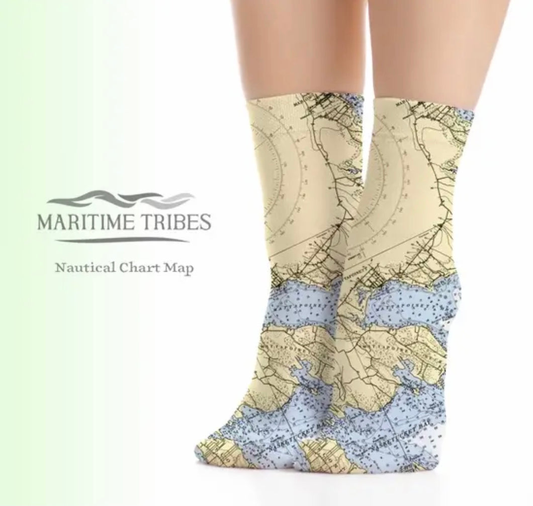 Ketchikan Nautical Map Socks