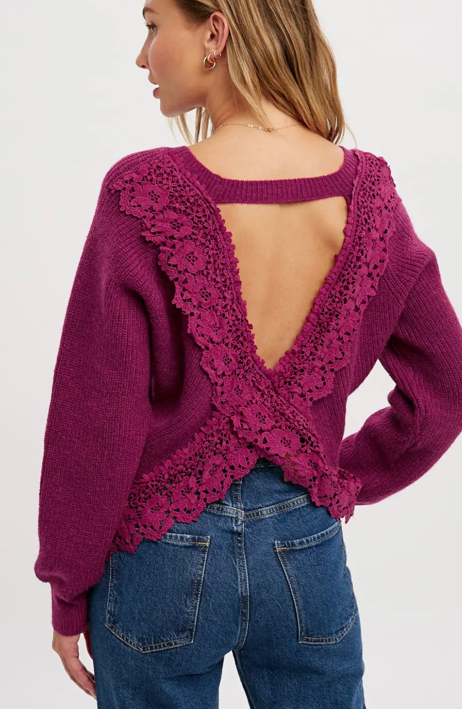 Crochet Lace Magenta Cross Back