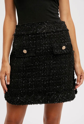 Tweed Mini Skirt - Black